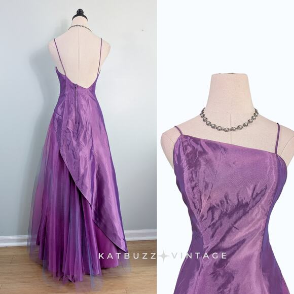 Morgan Co Prom Dress Maxi Gown 4 Purple Princess Fairy Vintage 90s Y2K Tulle - Picture 2 of 11